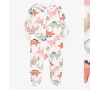 NB Baby Dinosaur Fleece Zip-Up Footie Sleep & Play Pajamas